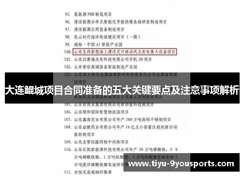 大连鲲城项目合同准备的五大关键要点及注意事项解析